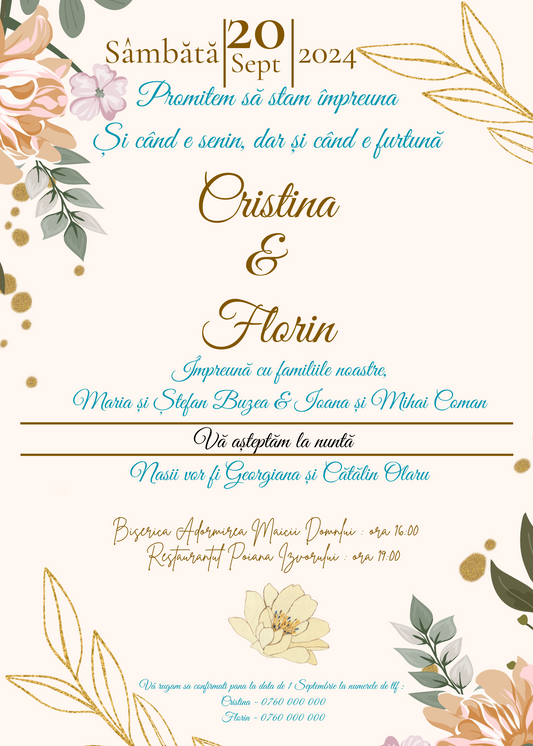 Invitatie Nunta Model 1 -- Digital - Online